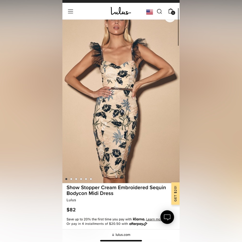 Lulu's Show Stopper Cream Embroidered Sequin
Bodycon Midi Dress